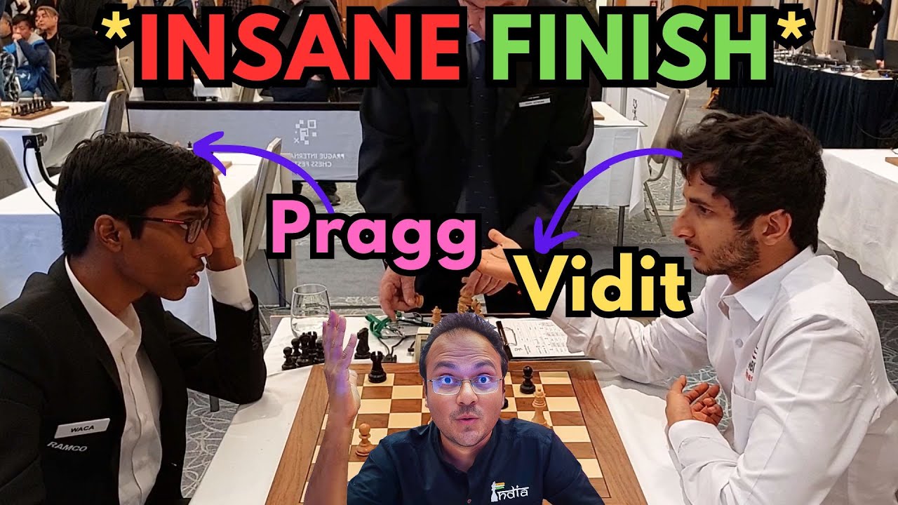 What a finish! Praggnanandhaa vs Vidit Gujrathi Prague Masters 2024