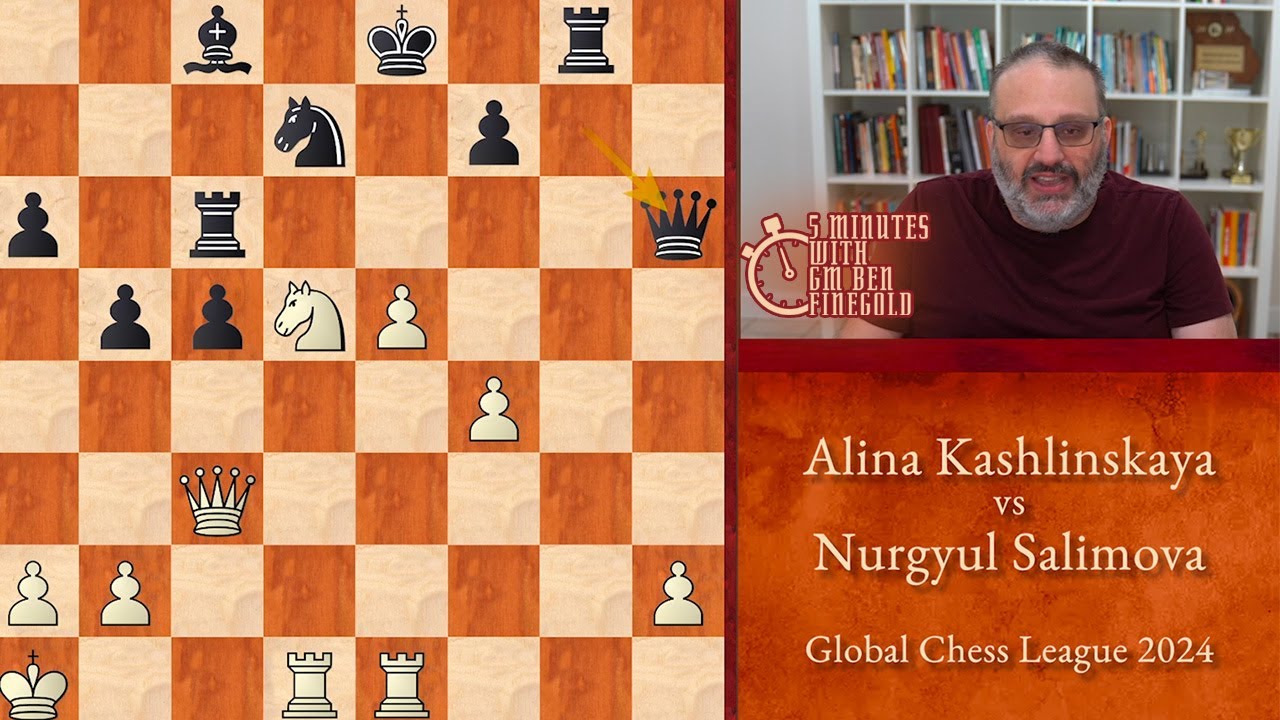 5 Minutes with GM Ben Finegold Kashlinskaya vs Salimova, Global Chess