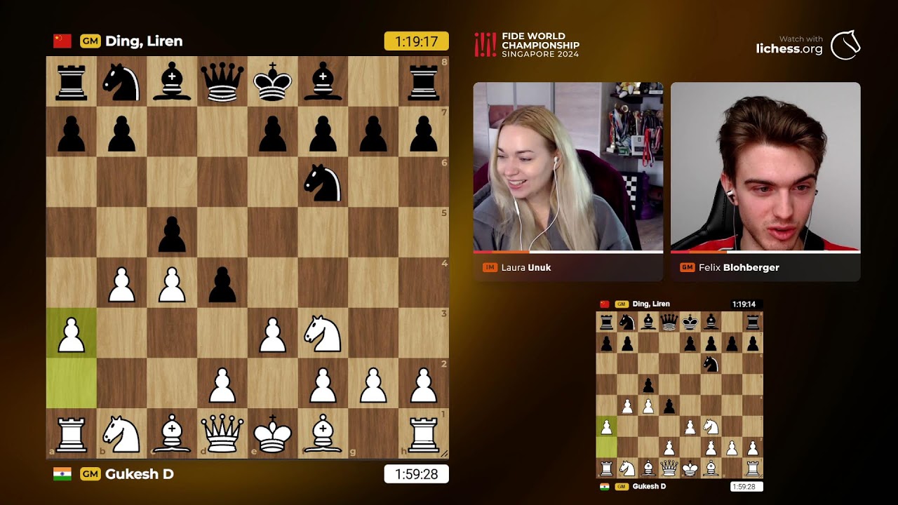 World Chess Championship 2024 R11 w/ GM Felix Blohberger and IM Laura