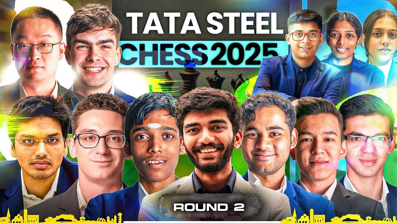 Tata Steel Chess 2025 Round 2 ft. Gukesh, Arjun, Pragg